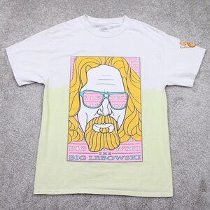 The Big Lebowski Shirt Mens Medium Yellow/White Universal‎ Studios S/S Cotton